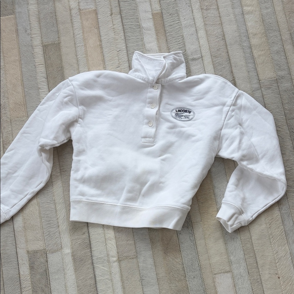 Lacoste White High-Collar Sweater